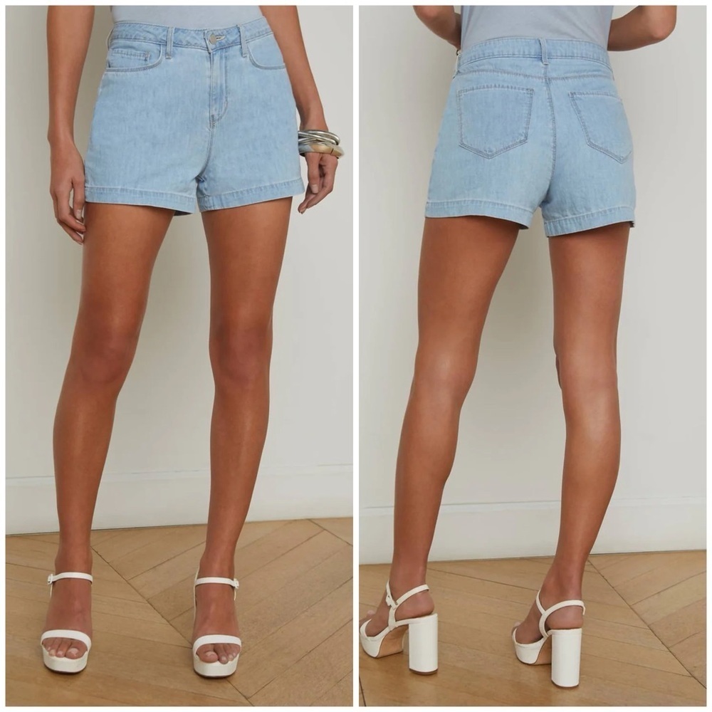 L’Agence Gina High Rise Short Dakota Blue Lightweight Denim Sz 28